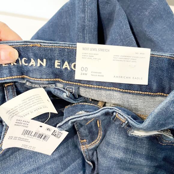 American Eagle Curvy Kick Boot Cut Jeans Blue 00 - Picture 2 of 6